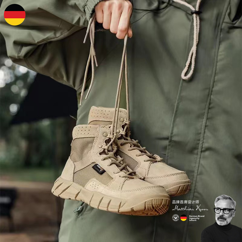 German Outdoor Hiking and Mountaineering Shoes for Men and Women, Mid-Top, Sand-Proof, Non-Slip, Breathable, Professional Desert Boots, Martin Boots