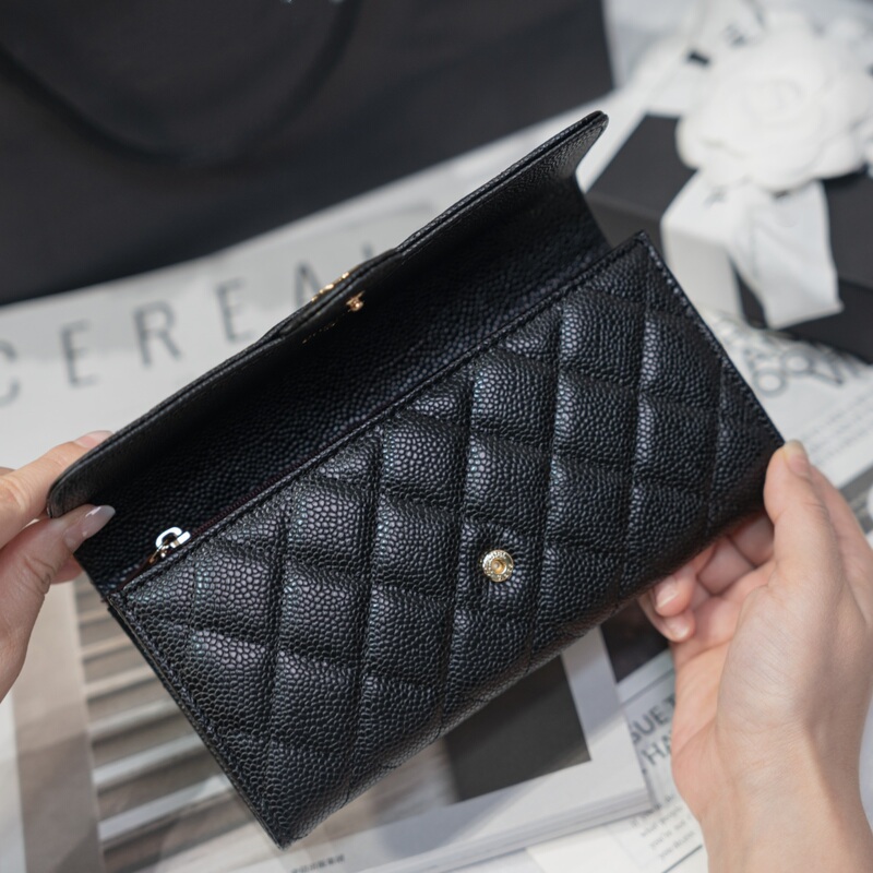 Cowhide 80% off Diamond-Pattern Wallet Women's Long Wallet Caviar-Pattern Leather Wallet Checkered Sheepskin Clutch Bag