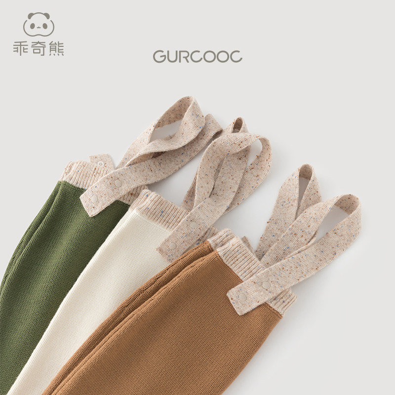 Goody Bear Baby Knitted Strap Pants Knitted Yarn Autumn/Winter Weightlifting Pants Warm Baby/Childre
