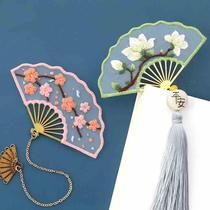 Bookmark fan embroidery diy handmade self-embroidery ancient style gift adult beginner material package ribbon embroidery Suzhou embroidery