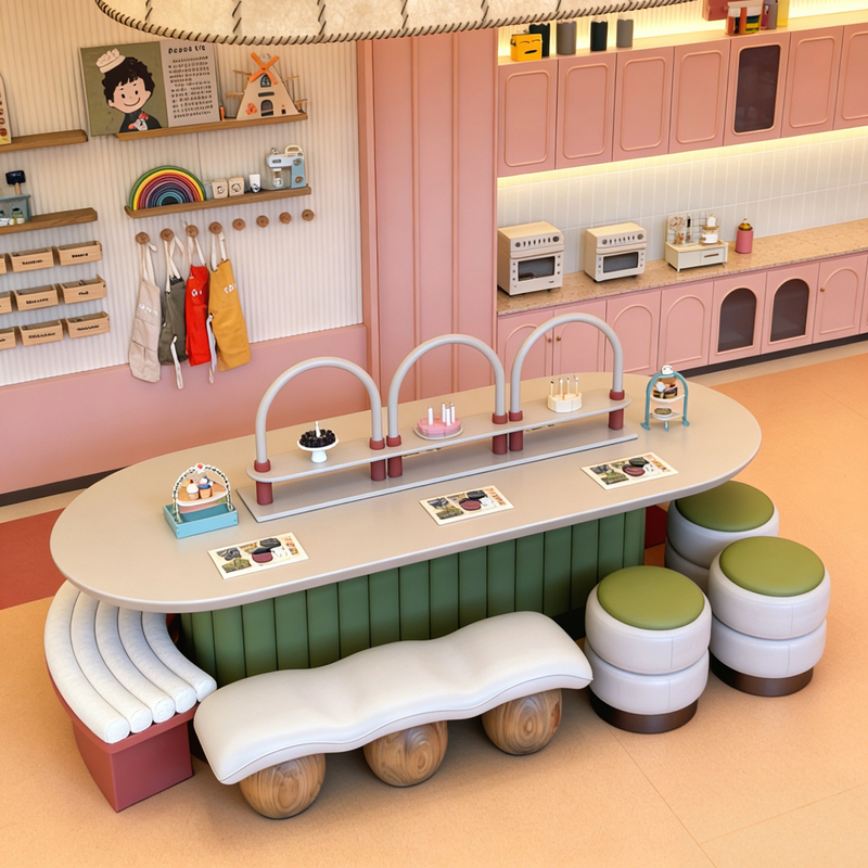 Creative Tables and Chairs for Children's Areas in Sales Offices, Early Education Centers, Uniquely Shaped Handmade Reading Tables, Elevated Play Area Building Block Tables