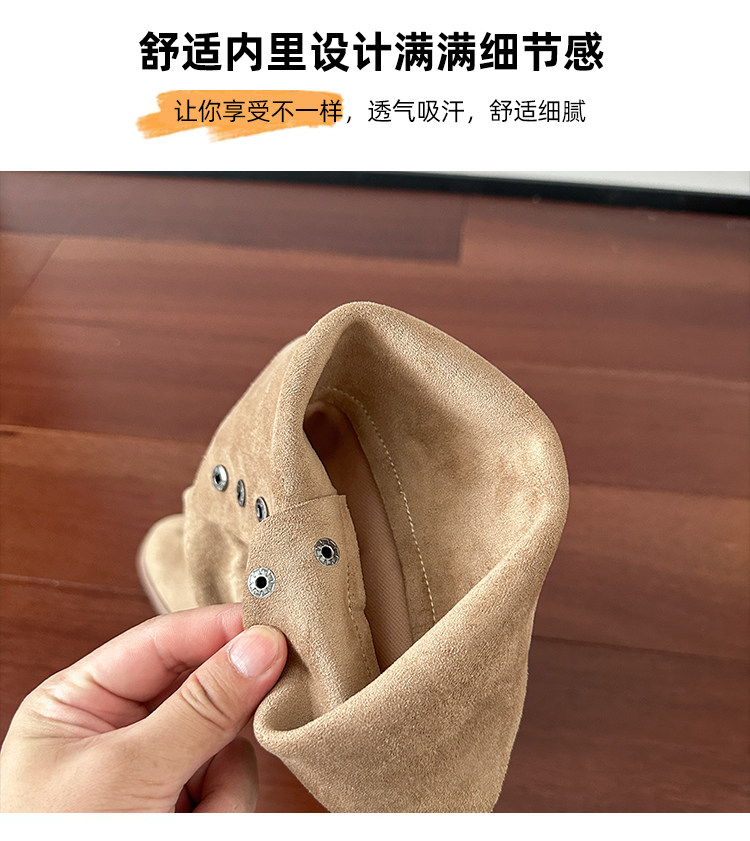 Западные Boots 高跟防水台长靴女侧拉炼 炼 𫔀两穿骑行靴高筒不过膝长筒靴小个子西部靴