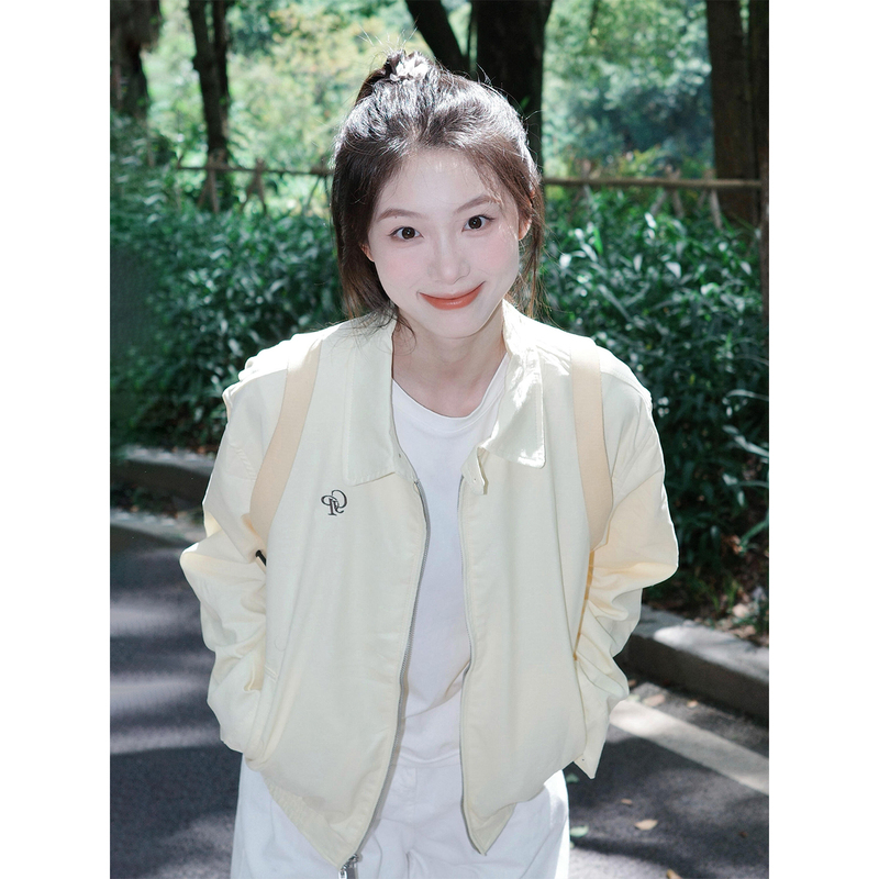 Lemon Yellow Button-Down Lapel Jacket for Women, New Autumn and Winter Casual Versatile Zipper Jacket, College Style Loose Top, Trendy