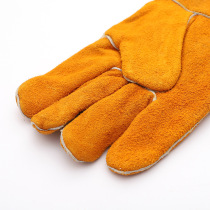 In stock extra long welding gloves two-layer fire-proof cowhide labor protection gloves insulated glove welding gloves in stock