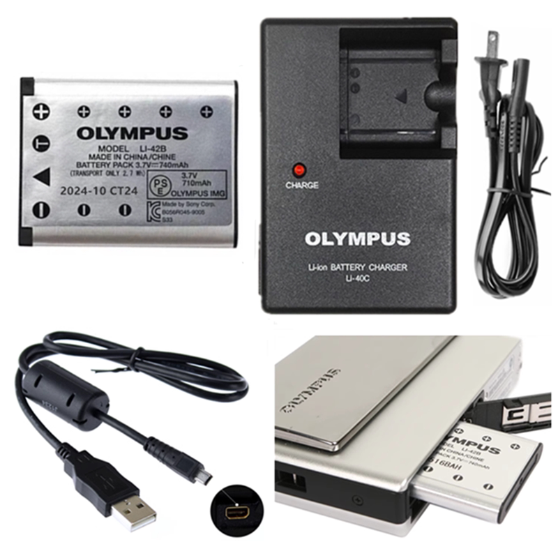 Olympus Fe20 Fe150 Fe160 Fe190 Fe220 Camera Battery + Charger + Data Cable