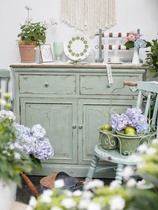 Runjia Home Green Garden Series distressed retro cabinets and stools solid wood tables sideboards shelves tables and chairs