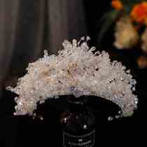 Bridal crown tiara princess high-end wedding dress beautiful and elegant handmade crystal high-end simple crown