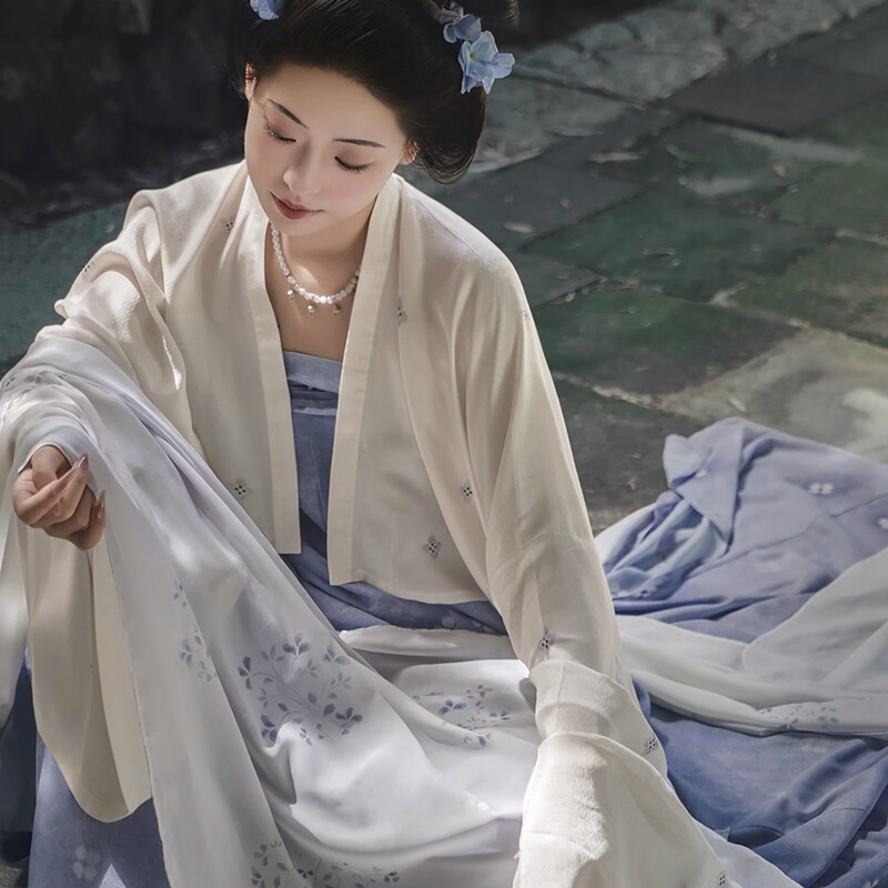 Yuqiu | Endless Summer | Tang Dynasty Restoration Late Tang Dynasty Famen Temple Double-Layered Silk Short Cape with Skirt