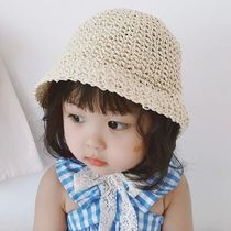 Summer Korean Baby Boy Girl Straw Hats Lace Strap Crochet Ch