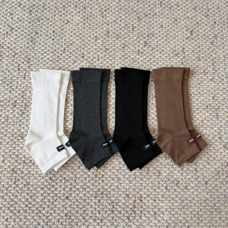 Front Letter Embroidery Logo Plain Modal Open-Toe Socks Nanyou European Style Simple High-Elastic Lycra Open-Toe Half Socks