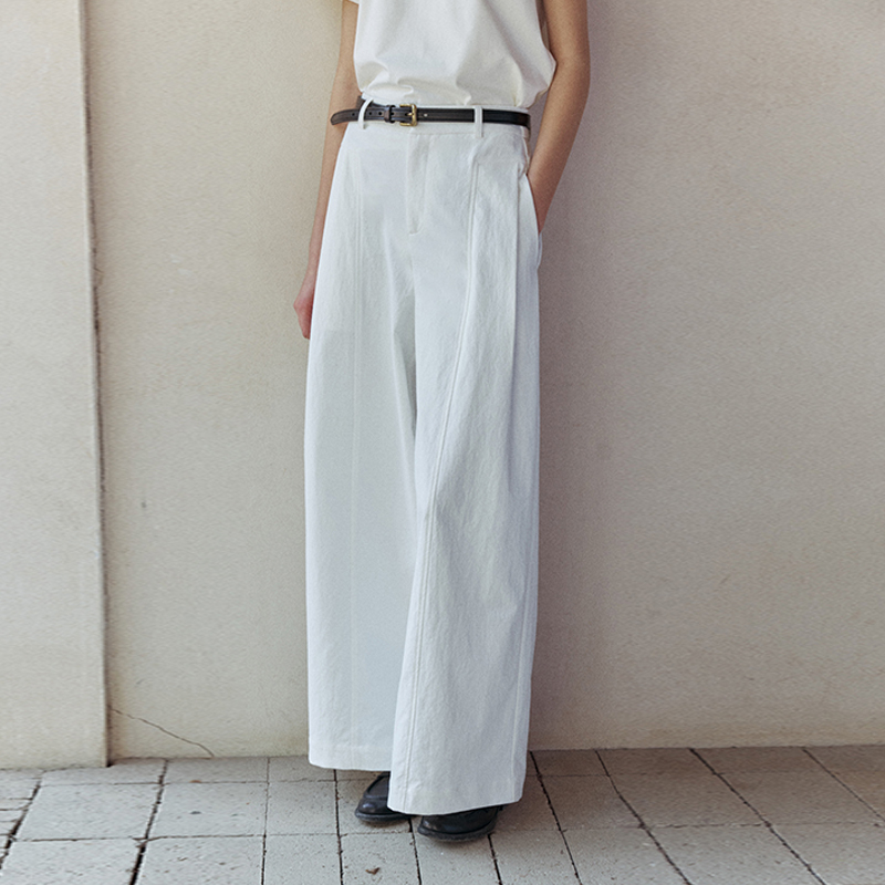 Cunbai Summer Casual Pants Straight-Leg Suit Pants White Commuter Design Wide-Leg Pants Women's Sycamore Pants