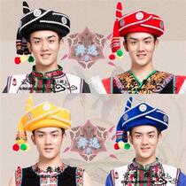 The Yi ethnic Zhuang Dai ethnic group Wa Miao ethnic minority thickened double layer mens performance hat-head decoration