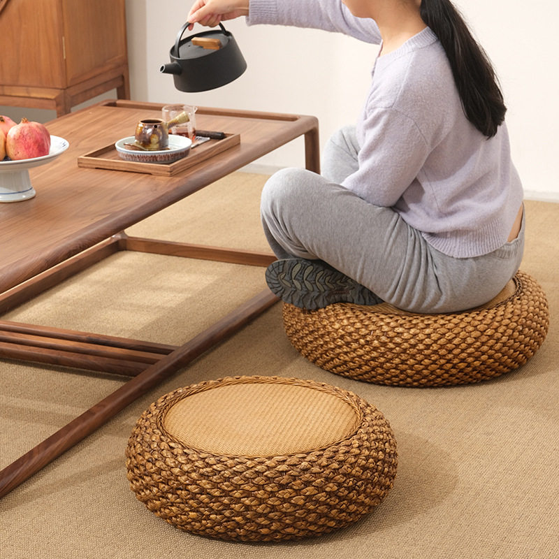 Wholesale rattan futon cushion for meditation and worship, straw woven household thickened floor living room tatami bay window