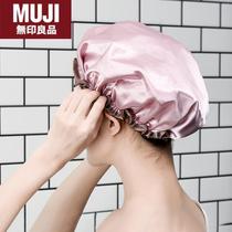 Japanese imported unprinted MUJ double-layer waterproof shower cap for adult women with long hair cover for shower head
