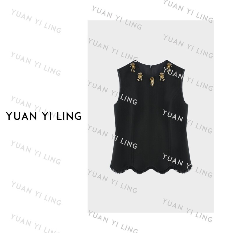 Yuan Yiling [Relaxing Special Edition] Black Sleeveless Vest for Women, Spring/Summer Inner Layer or Outer Wear, Vintage Top