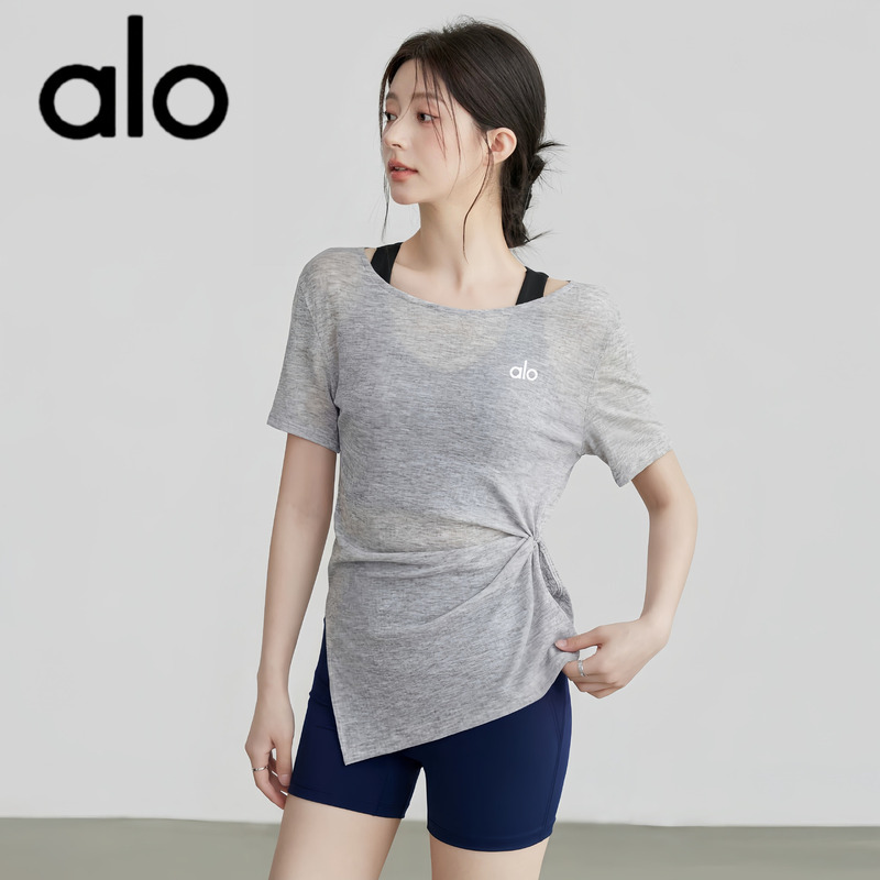 Aio Sports Cover-Up Women's Summer Quick-Drying Top T-Shirt Sun Protection Yoga Wear Loose Quick-Drying Training Fitness Top Short-Sleeved