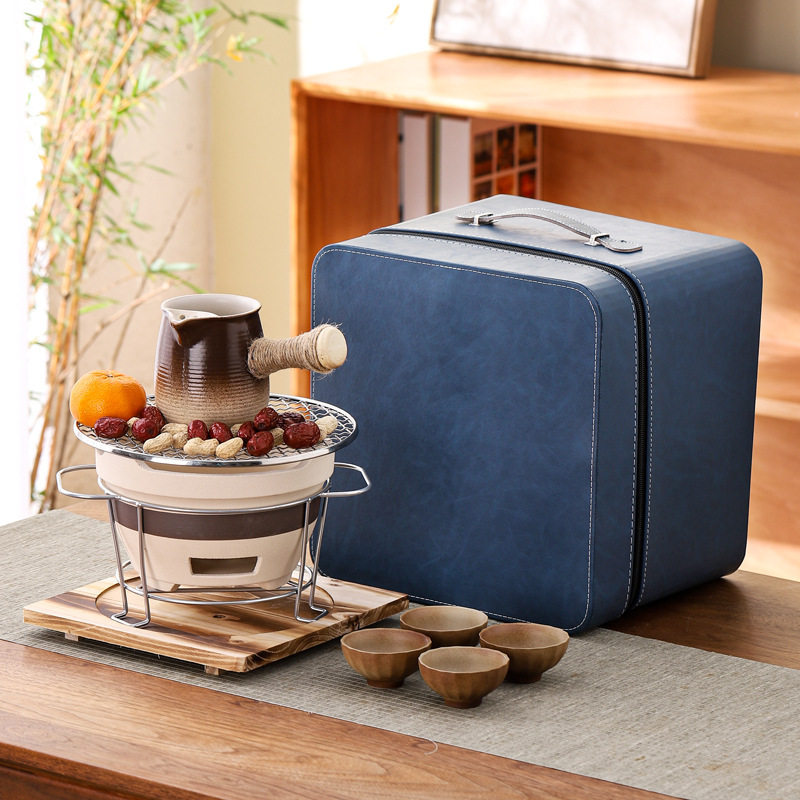 Japanese tea set for making tea by the fire, indoor and outdoor