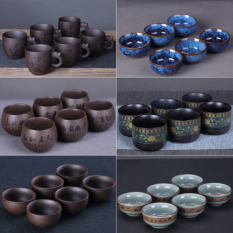 Ceramic Gongfu Tea Cup Purple Sand Tasting Cup Brief Tea Drinking Tea Small Bowl Tea Brewery Tea Tea Tea Tea Tea Cup 6 Bottling-Taobao