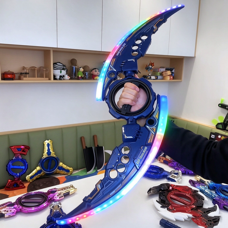 Fire Spinning Knife with Colorful Lights, Dual-Edged Lightsaber, 10-in-1 DIY Assembly Glowing Toy for Boys, Small Gift Fire Spinning Knife with Colorful Lights, Dual-Edged Lightsaber, 10-in-1 DIY Assembly Glowing Toy for Boys, Small Gift