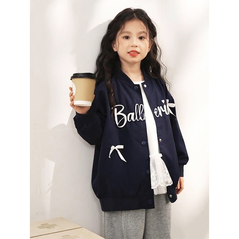 女の子カジュアルジャケット春2025新しいスタイル中・大子供用野球ジャケットトップス女の子春韓国ジャケット