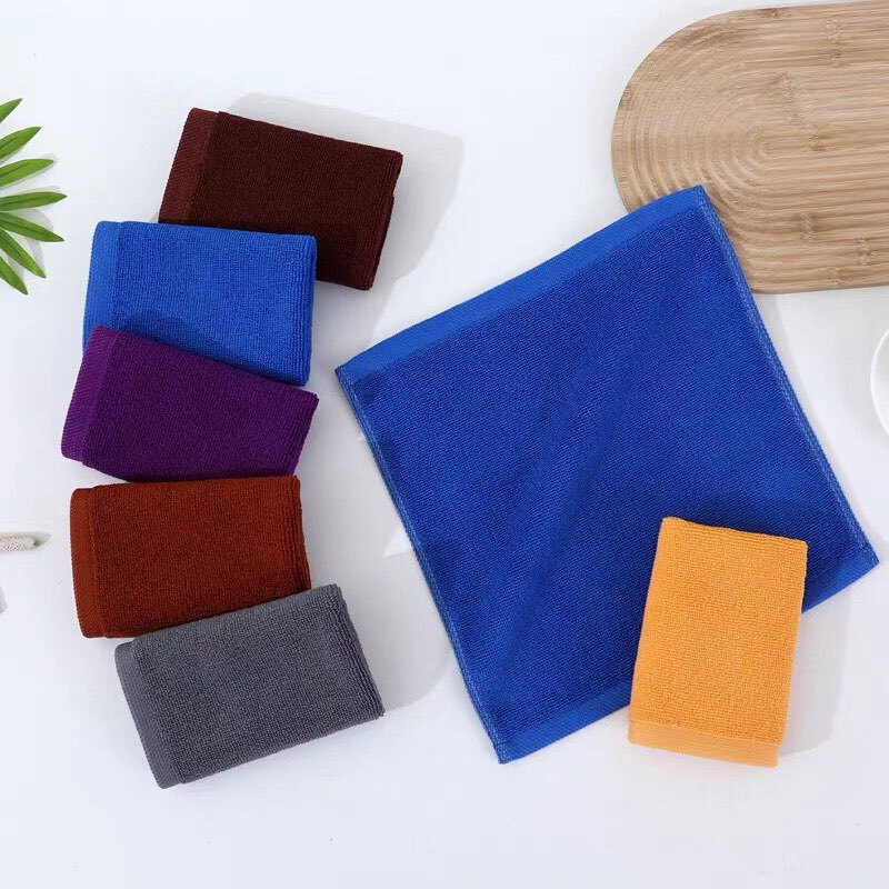 All-Cotton Hotel Kitchen 4D Dark-Colored Small Square Towel, Coffee-Colored Small Towel, Cleaning and Maintenance Square Thickened Cloth, Pure Cotton