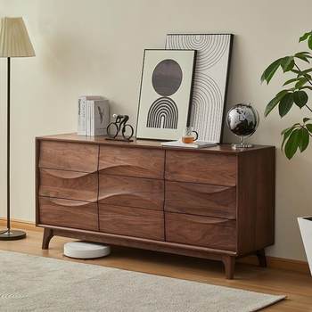 North american black walnut full solid wood nine-box cabinet bedroom storage cabinet modern simple living room light luxury storage drawer cabinet