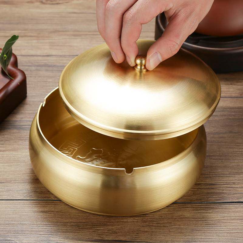 Bamboo Officer All-copper ashtray Large number Chinese upscale Living room Home office Smoke cylinder Creative individuality trendy bronze-Taobao