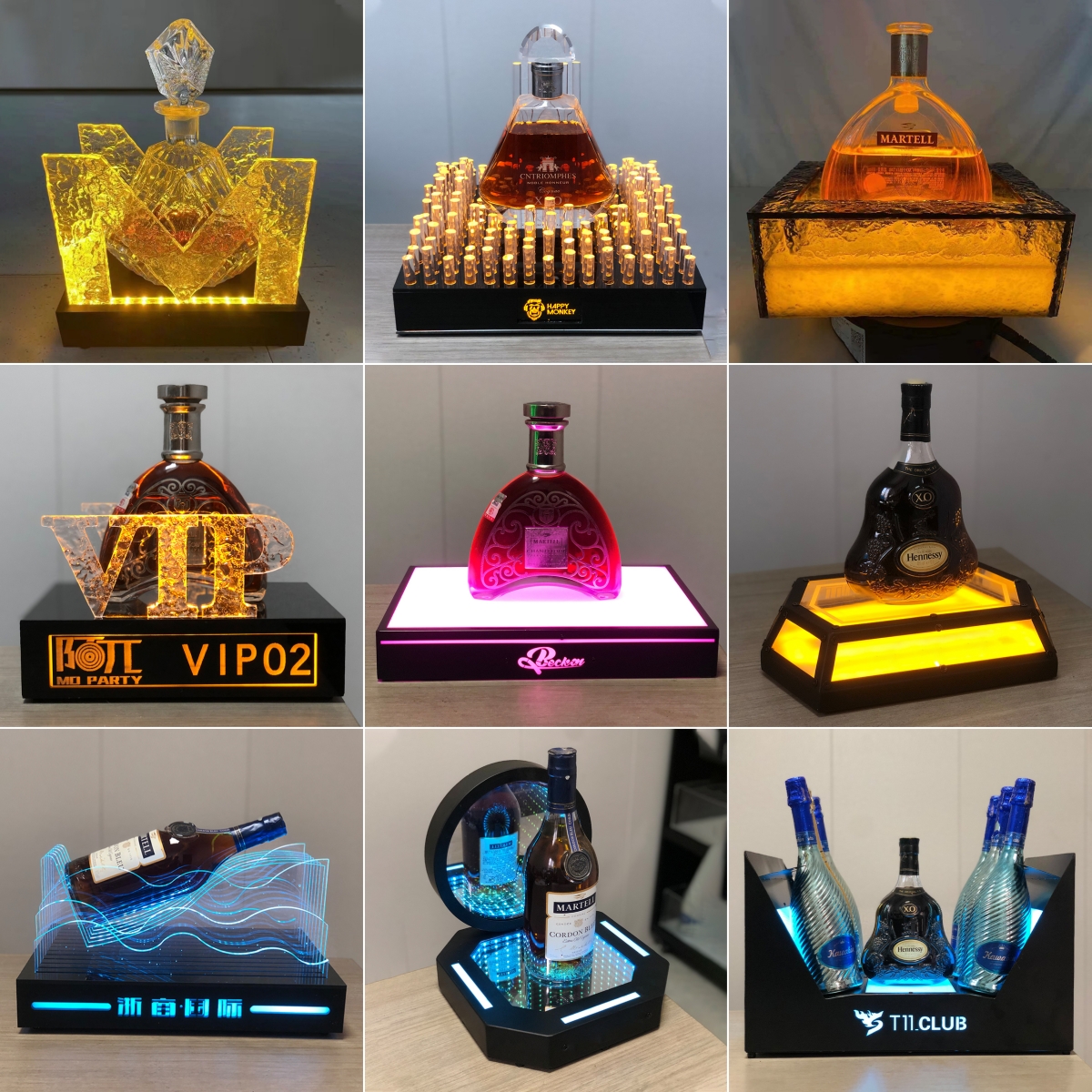 バーKTV発光ワインシートボックスレーザーワインベースXOワインラックスペードAシャンパンワイントレイワインディスプレイスタンド