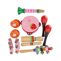 Olff toy 10 pieces of suit Orff puzzle early teaching instrument sand hammer hand rattle bell horn cylinder small horn