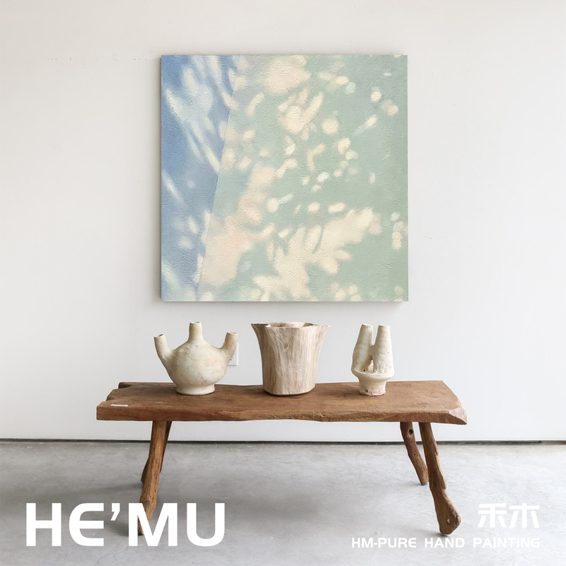 Niche Art Modern Minimalist White Light and Shadow Living Room Decorative Painting High-End Hand-Painted Oil Painting Entrance Bedroom Hanging Painting