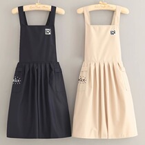 Han version waterproof apron women breathable kitchen anti-oil and anti-fouling cooking comfort lengthened and increased catering waistline Working clothes