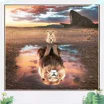 new 5d diamond painting jewelry reflection lion  diamond cro