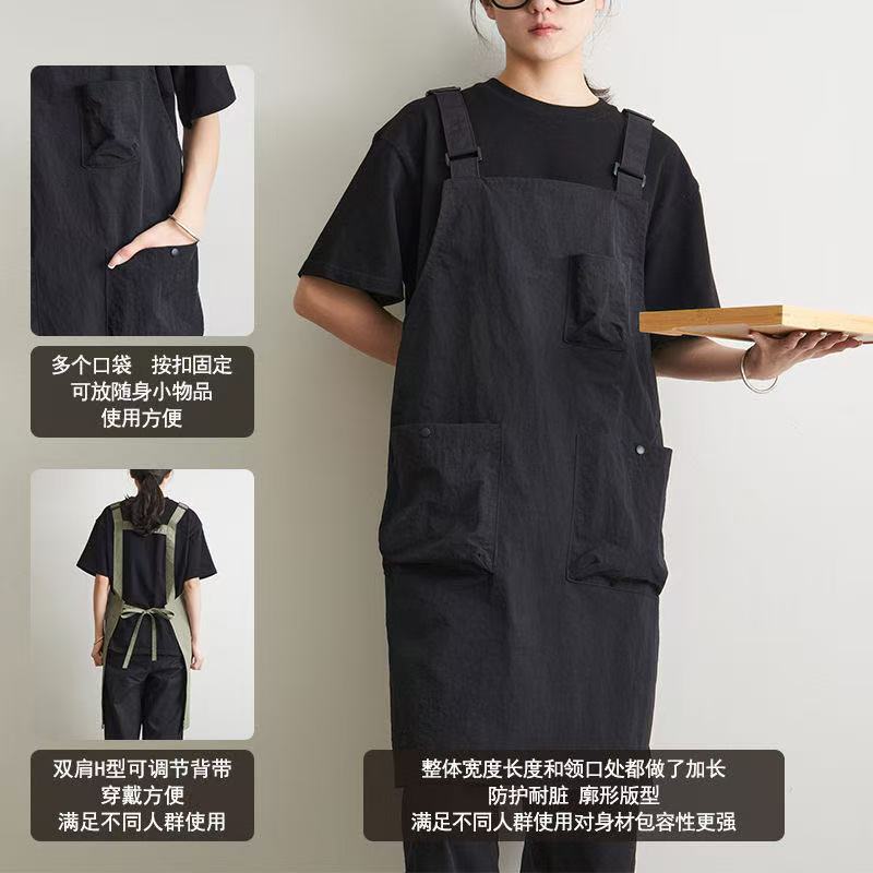 Popular Water-Repellent Apron, Unisex, for Kitchen, Baking, Art, Nail Art, Barista, Bar, Milk Tea, with Printed Patterns