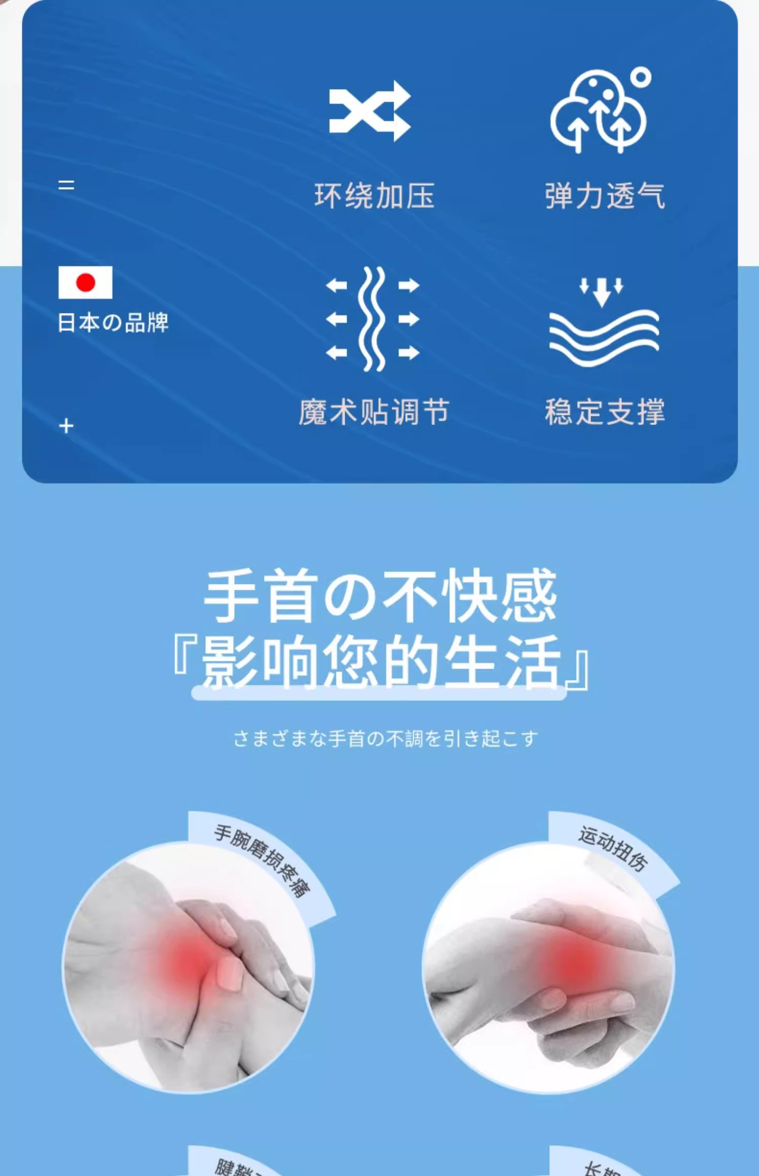 Движение запястья 日本新款护腕腱鞘炎扭伤专用手腕男女款骨折固定器运动劳损护手套