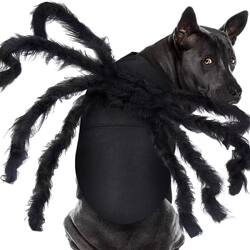 Halloween Pet Stuffed Silk Black Spider Large and Medium Small Size Dogs Dog Cat Funny Clothes Pet Decoration Ghost Festival