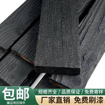 Directly sold carbonized wood board burned fir board fire-burned wood deep carbonized wood black wood grain board cracks cracks cracks carbonization