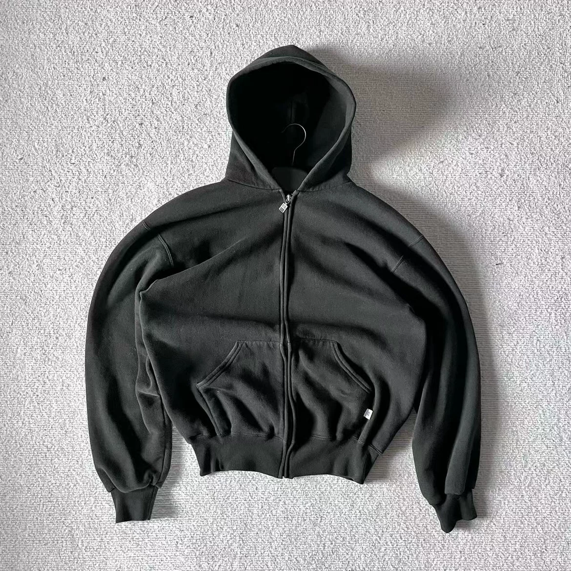Независимый винтажный Russell 90s худи Cleanfit плюс-м молния черно-коричневый