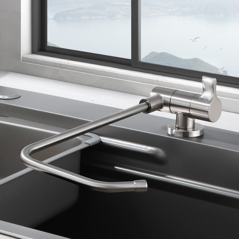 German Psan Kitchen Gooseneck Pure Water Faucet Sink Water Purifier Direct Drinking Water Household Internal Window-Opening Folding Single Cold Water