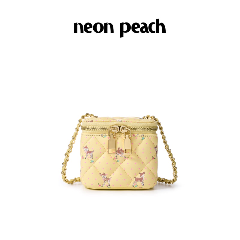 Neon Peach Original Design Ribbon Series Deer Polka Dot Bambi Sugar Cube Box Mini Makeup Bag Neon Peach Original Design Ribbon Series Deer Polka Dot Bambi Sugar Cube Box Mini Makeup Bag