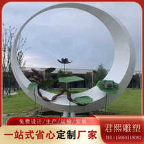 Stainless steel sculpture gallery custom-made large steel structure pavilion corridor special-shaped landscape outdoor garden source manufacturer