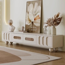 奶油风茶几电视柜法式奶油风电视柜茶几组合客厅北欧简约实木白色
