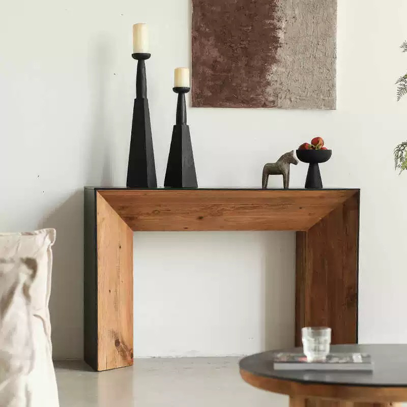 Wabi-Sabi Style Black Solid Wood Fireplace Old Pine Vintage Minimalist Guesthouse Decoration Natural Wood Vintage Living Room Entryway Cabinet Wabi-Sabi Style Black Solid Wood Fireplace Old Pine Vintage Minimalist Guesthouse Decoration Natural Wood Vintage Living Room Entryway Cabinet