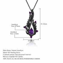 Designer high-end dark retro style pendant Italian craftsmanship 925 silver natural amethyst necklace pendant