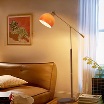 American retro floor lamp living room creative middle-aged solid wood sofa side wabi-sabi style study bedroom bedside standing lamp