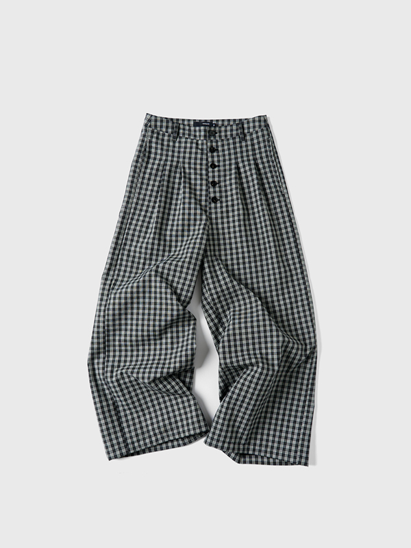 Variate 25Aw Plaid Loose Multi-Button Composite Casual Pants, Unisex Variate 25Aw Plaid Loose Multi-Button Composite Casual Pants, Unisex