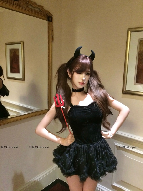 Your Face Is so Red, Shyness - Little Devil - Original Halloween Costume Little Devil Tulle Dress Set Cosplay