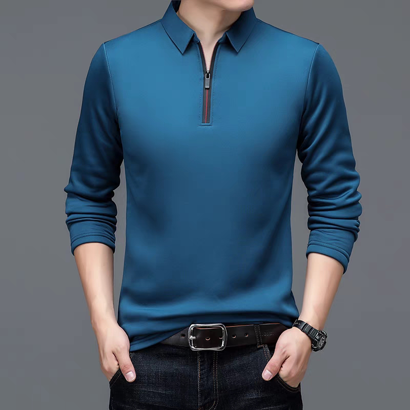 Autumn Thin Lapel Zipper Base Layer Shirt Ice Silk Long-Sleeve T-Shirt Men's Quick-Drying Breathable Base Layer Polo Shirt Men's T-Shirt Autumn Thin Lapel Zipper Base Layer Shirt Ice Silk Long-Sleeve T-Shirt Men's Quick-Drying Breathable Base Layer Polo Shirt Men's T-Shirt