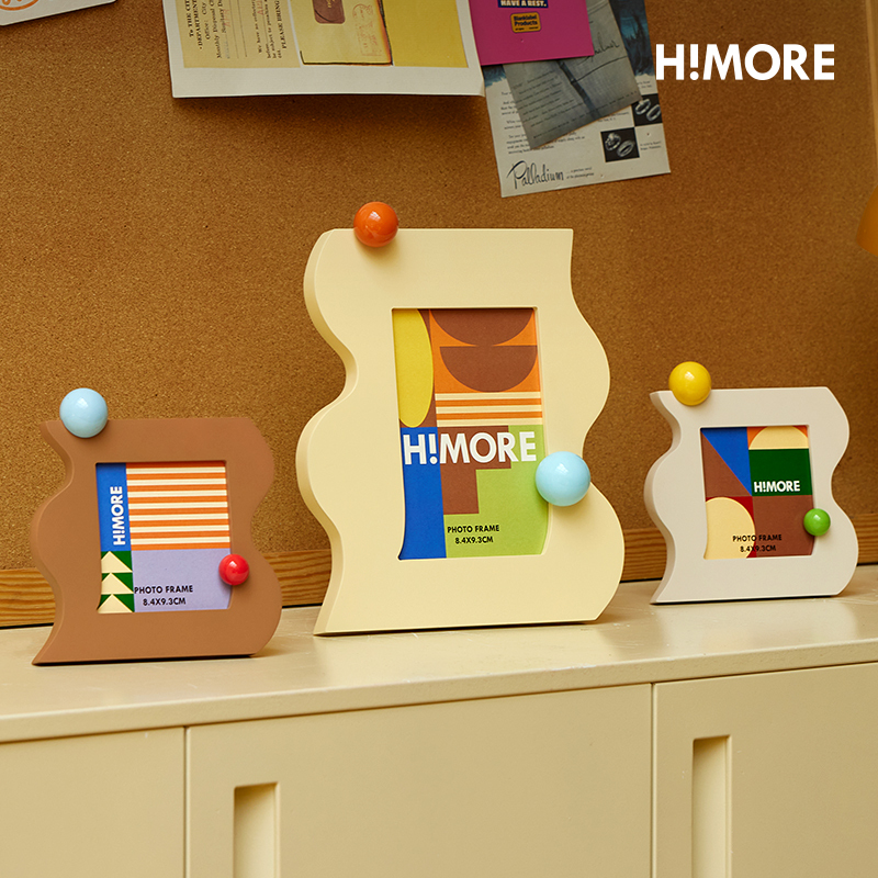 Himore Flowing Cream Color Block Ball Photo Frame 4inch / 6inch Picture Frame Home Bedroom Decoration