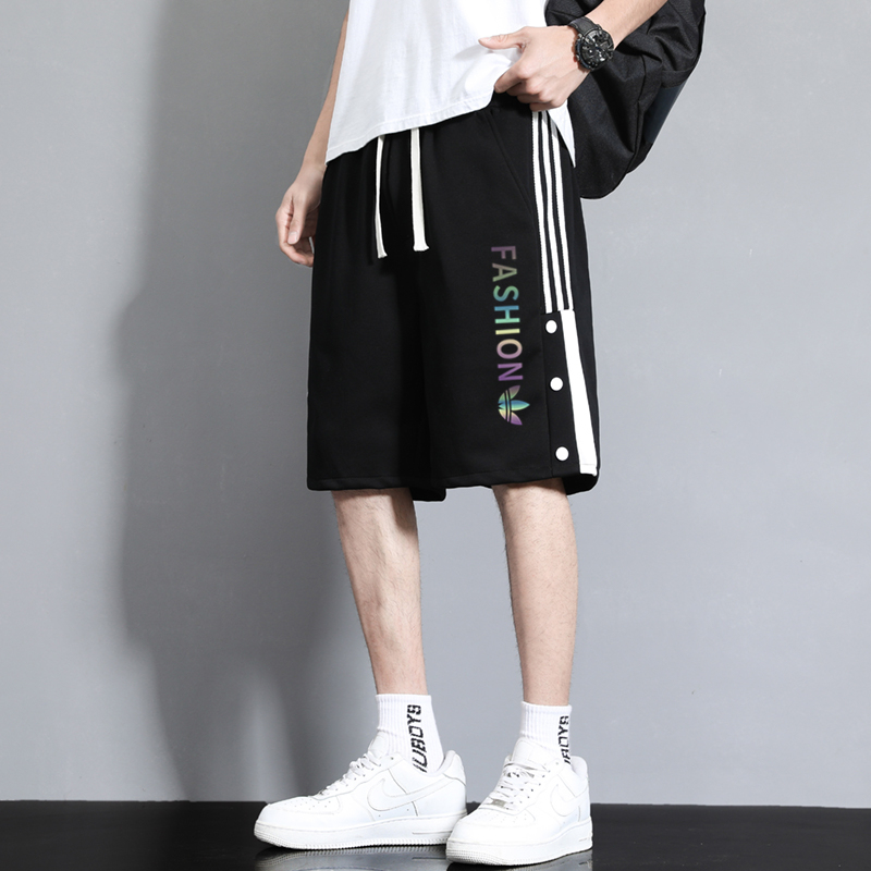 Lansham Clover Pure Cotton Shorts Men's Breathable Three-Stripe Knit Sports Pants Loose Casual Five-Point Shorts Women