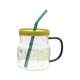 2025 New Style Ins-Style Glass Water Cup with Lid and Straw for Girls, High-Value Cup for Home Use and Office, Suitable for Milk Tea